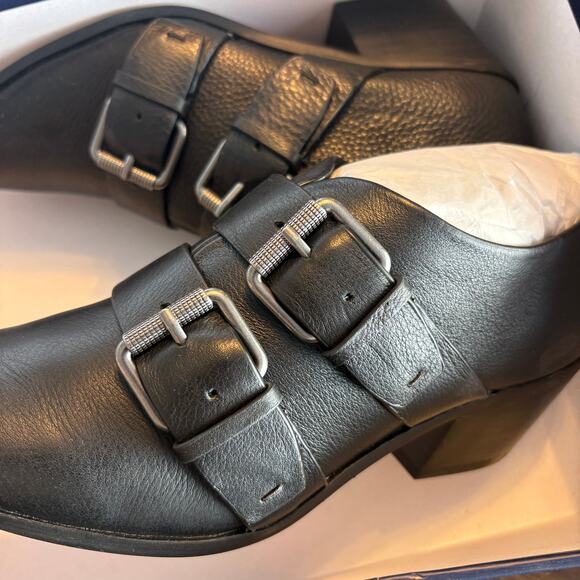 Splendid Carla Buckle Boots 6.5 Black Leather NWT Ankle Booties Anthro Western - Picture 7 of 7